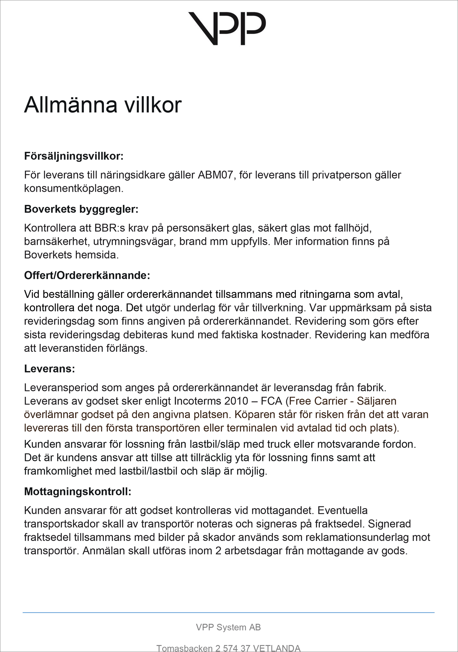 Allmänna villkor